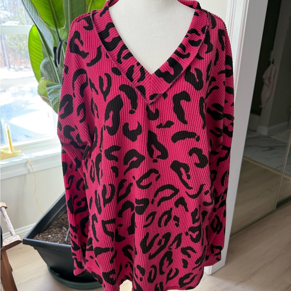HEIMISH USA Pink and Black Striped Sweater